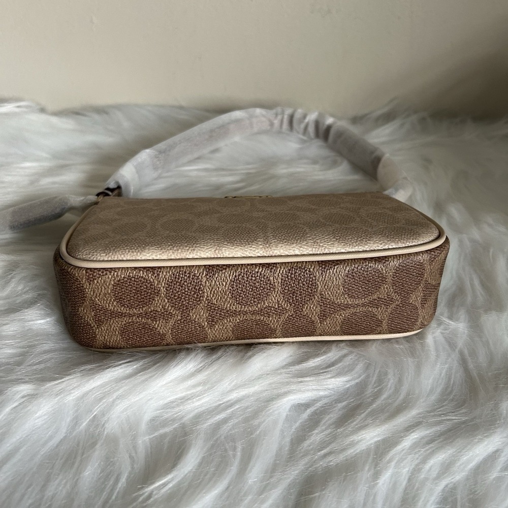Coach Nolita 19 Sand Tan Signature Canvas Leather Wristlet Bag NEW - Picture 3 of 9